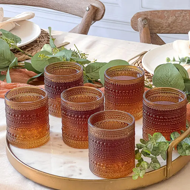 10oz Amber Beaded Glasses Set (6)