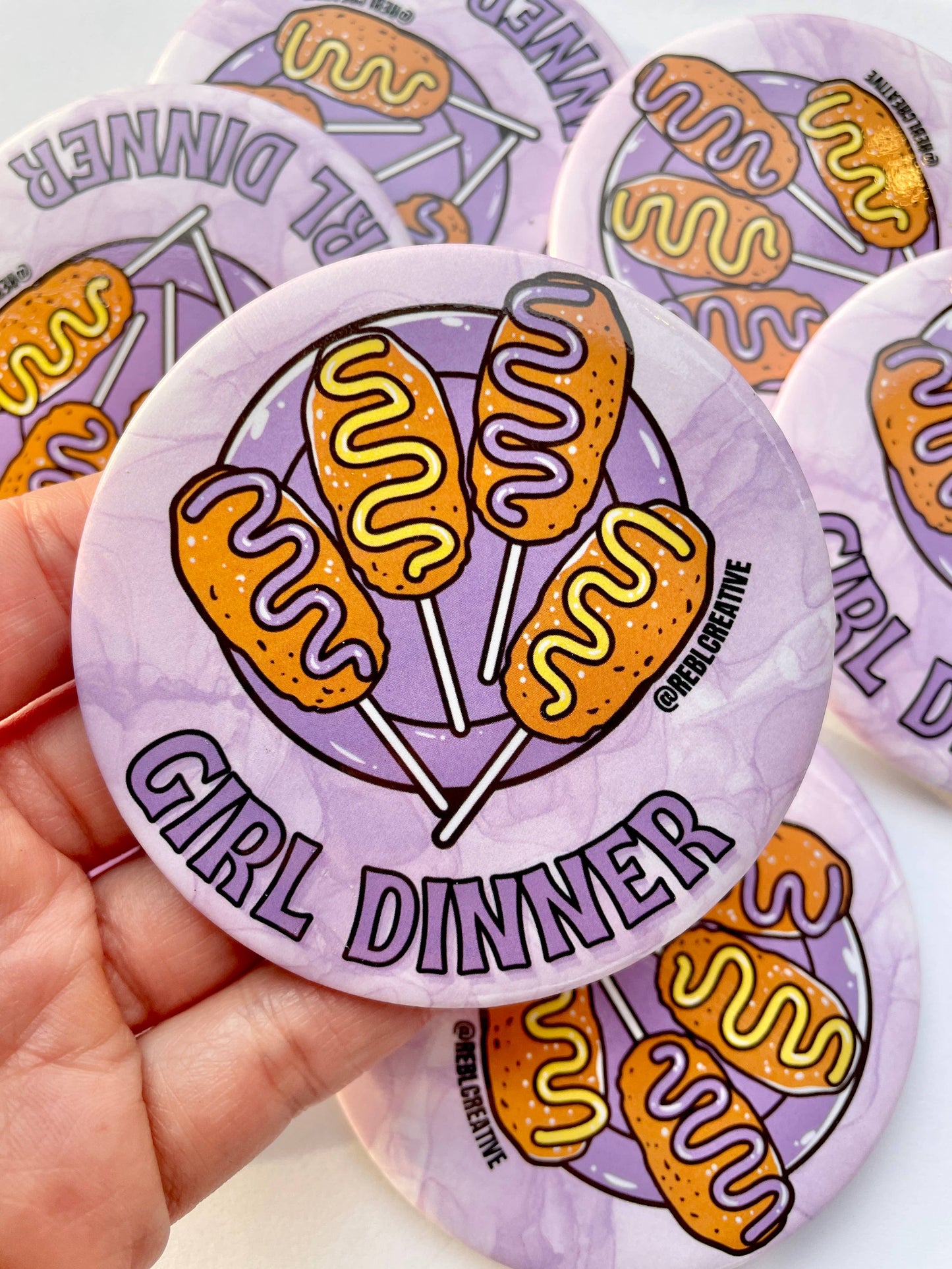 Girl Dinner - Purple & Yellow - Game Day Button