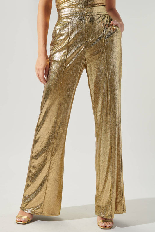 Shine Bright Gold Flare Pants