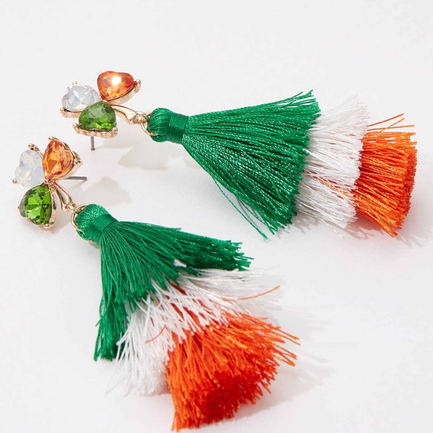 Three Leaf Clover with Tassel Earrings