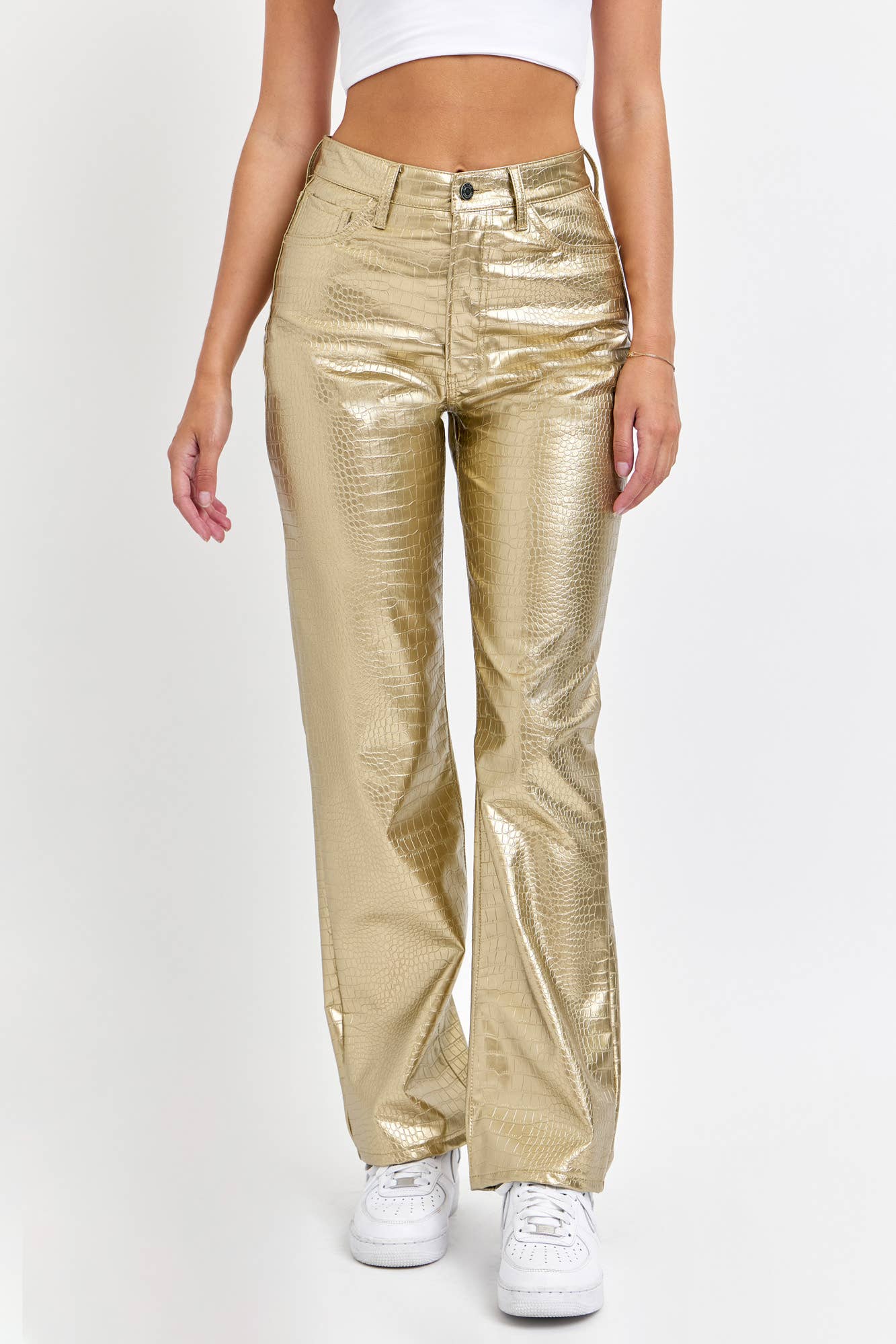 Metallic Gold High Rise Jeans