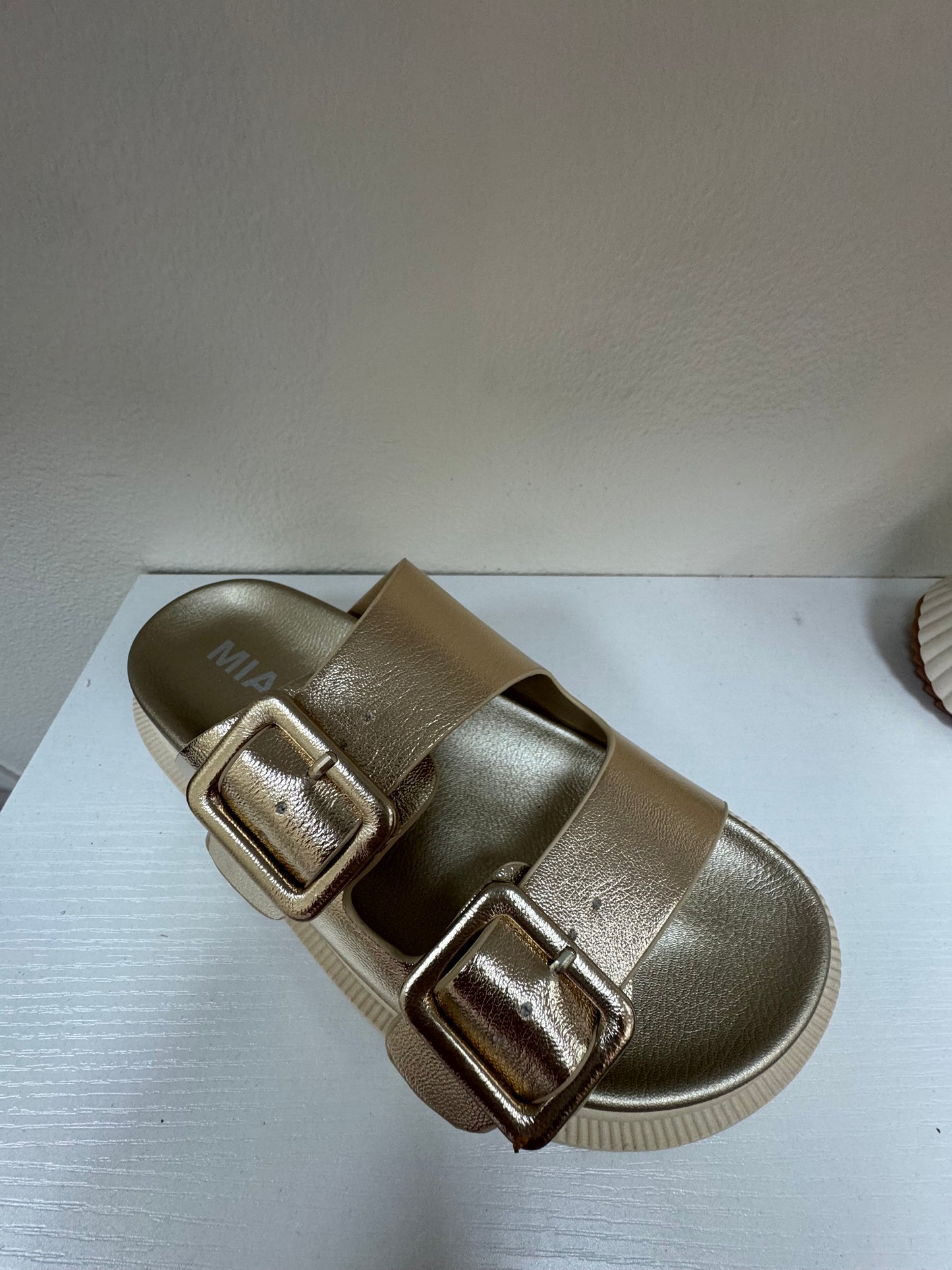 Metallic Gold Slide Sandals