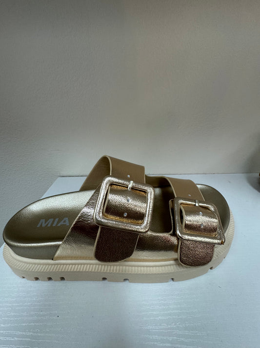 Metallic Gold Slide Sandals