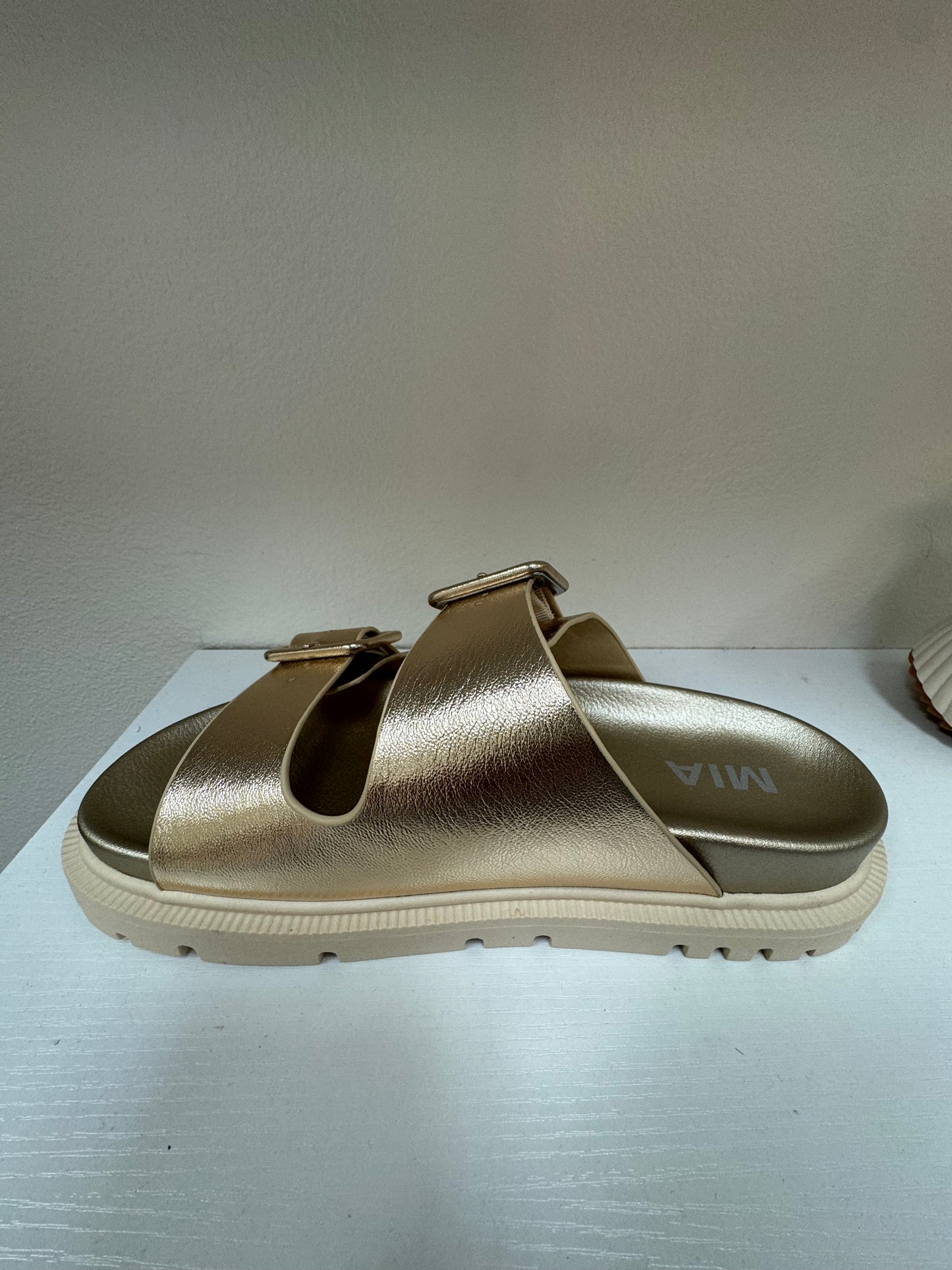 Metallic Gold Slide Sandals