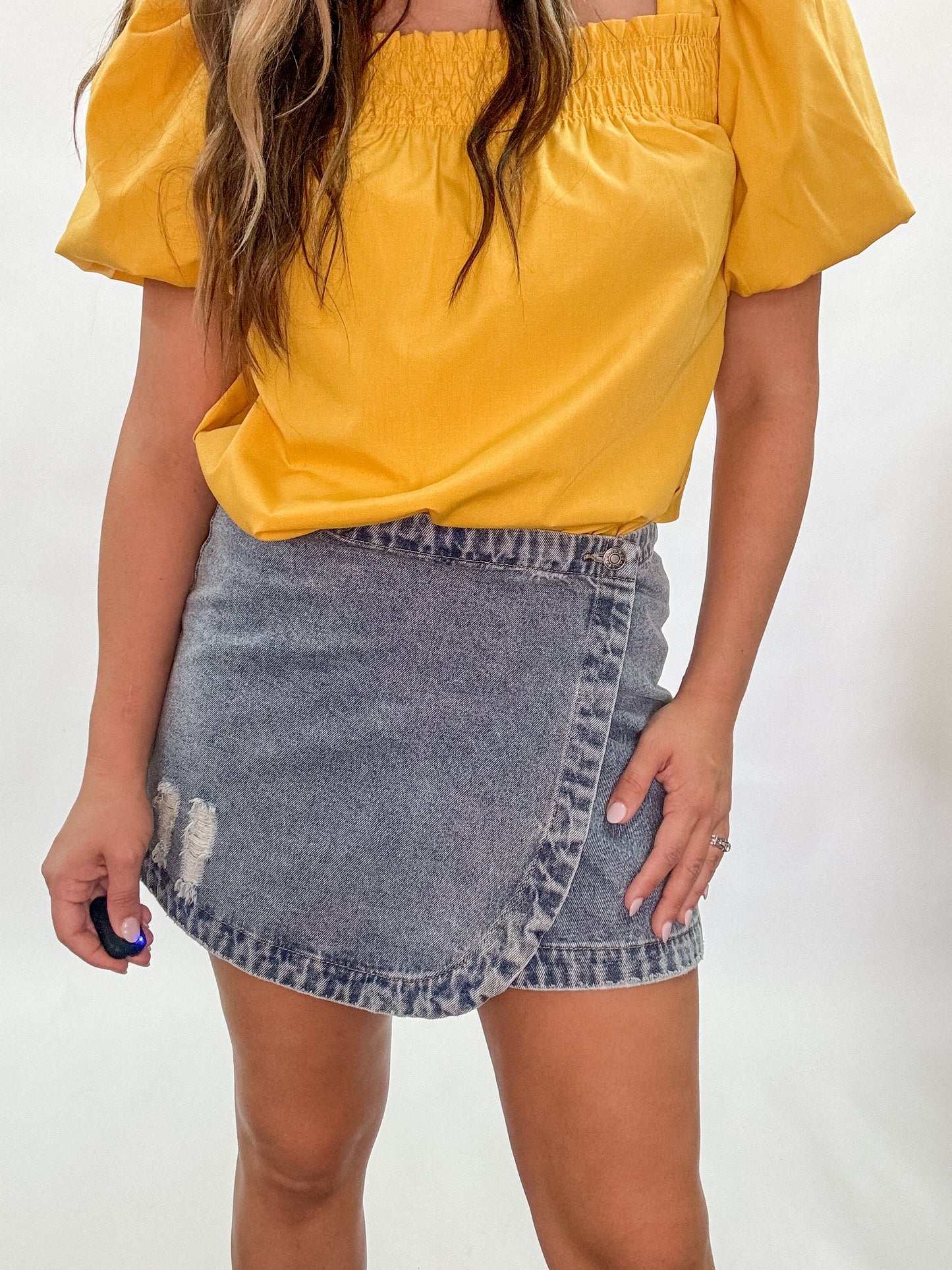 Wild Nights Denim Wrap Skirt