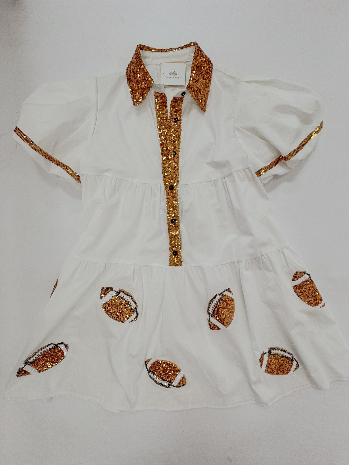 Hometeam White and Gold Football Sequin Dress