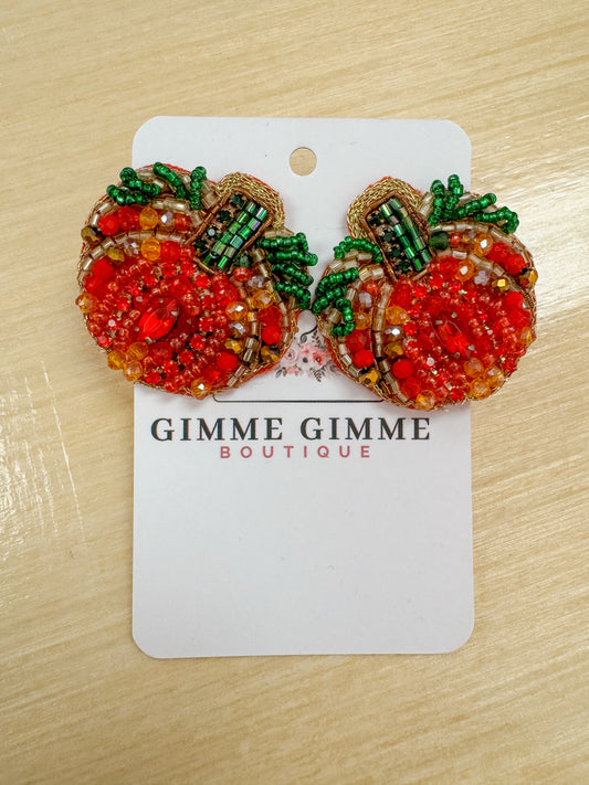 Pumpkin Beaded Stud Earrings