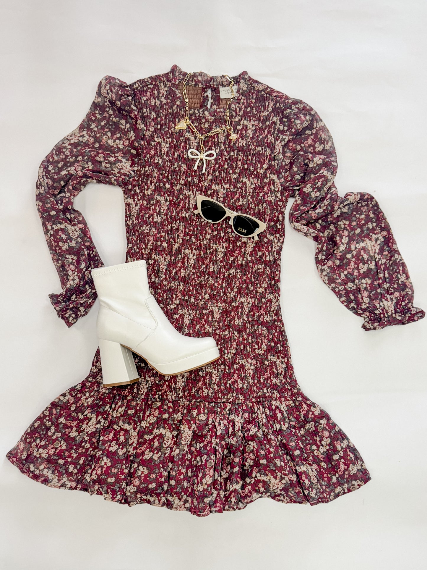 Falling For You Smocked Floral Dress