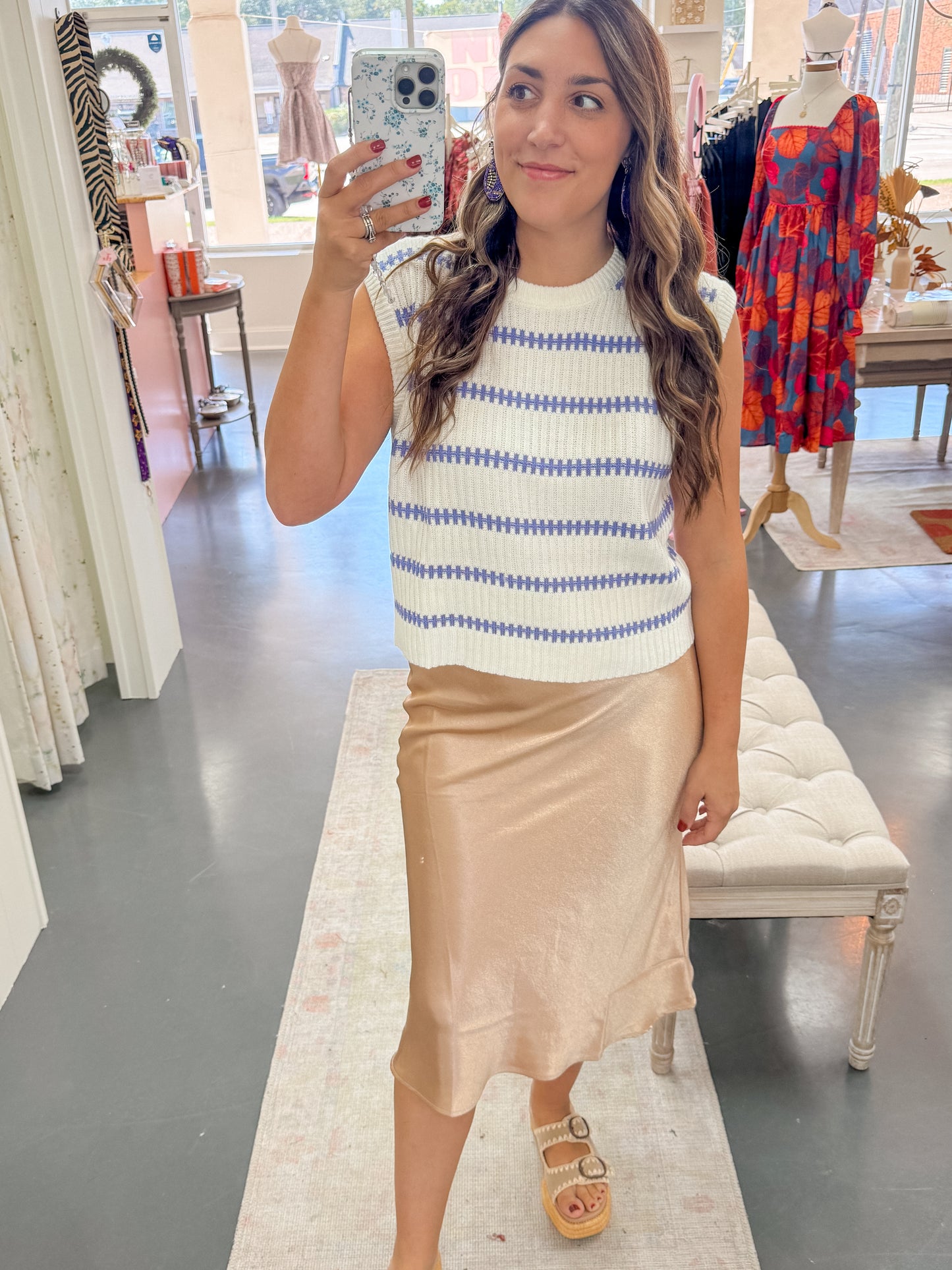 Lavender & White Stripe Knit Top