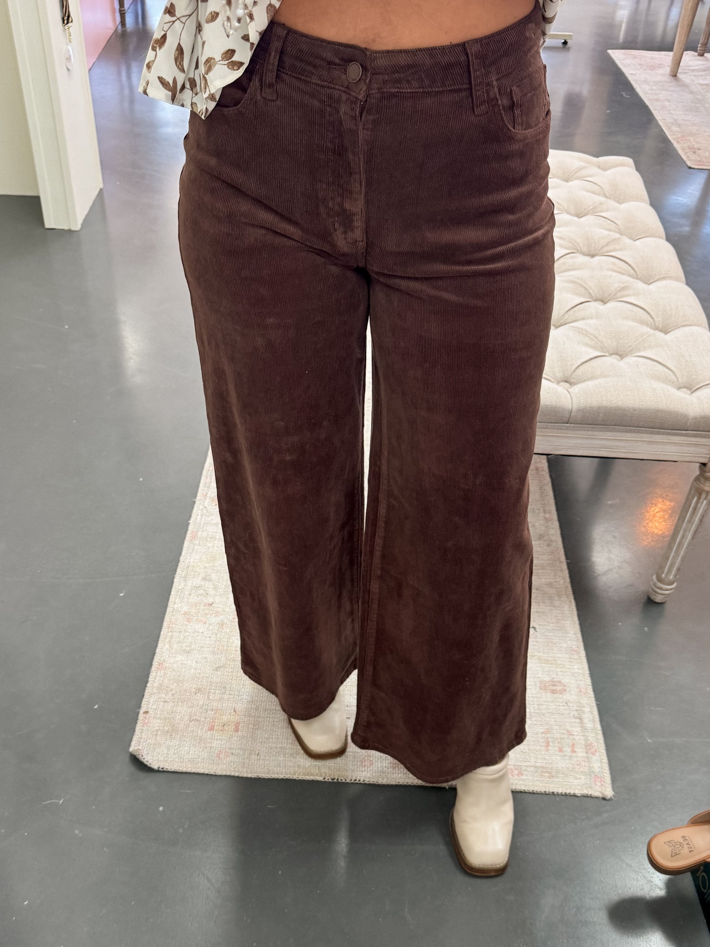 Corduroy Wide Leg Crop Pants