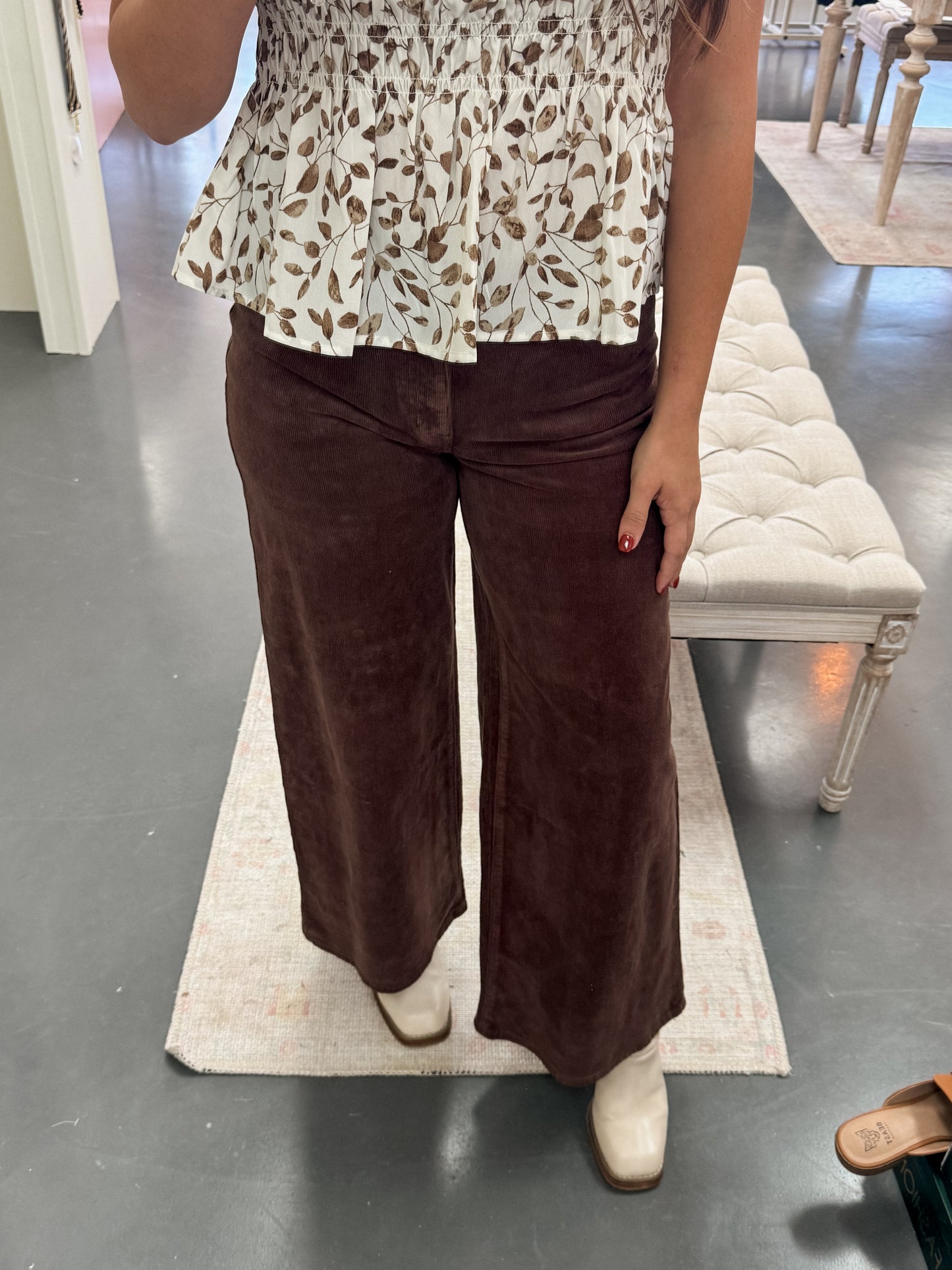 Corduroy Wide Leg Crop Pants