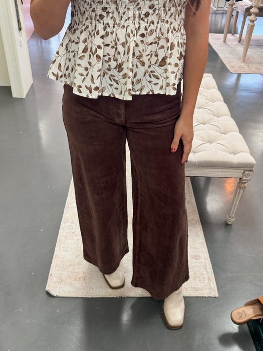 Corduroy Wide Leg Crop Pants