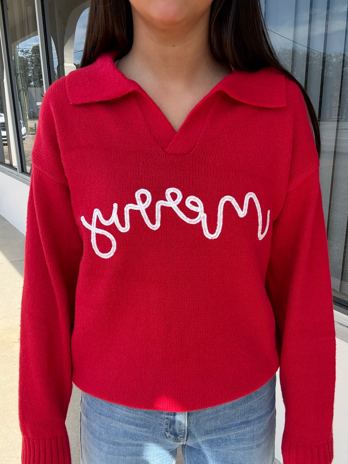 Merry Red Collar Sweatshirt
