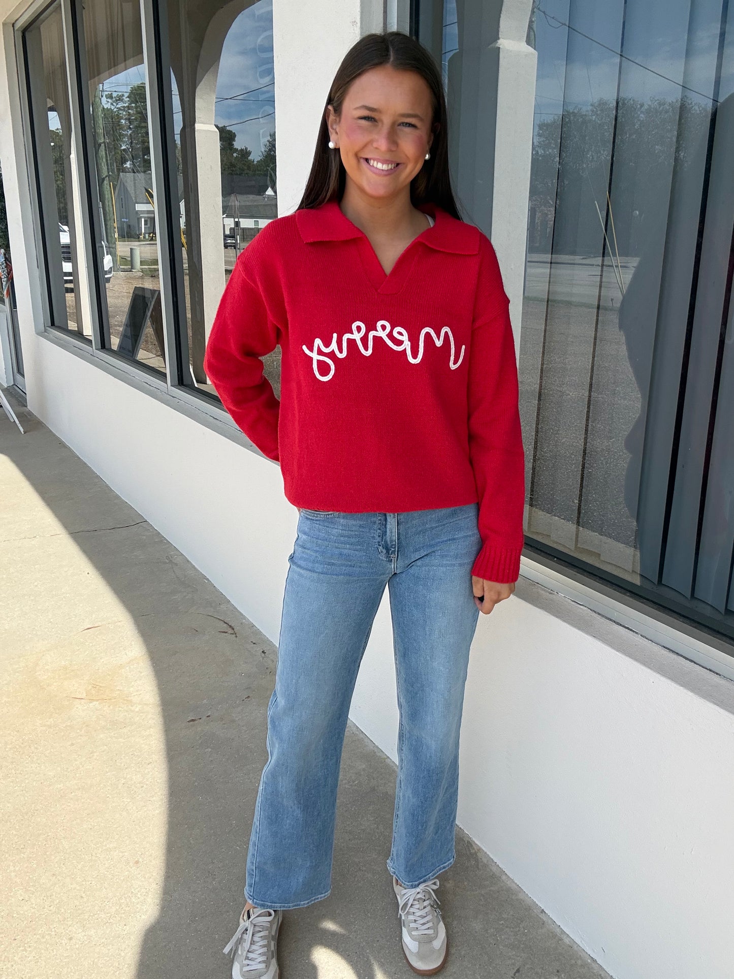 Merry Red Collar Sweatshirt