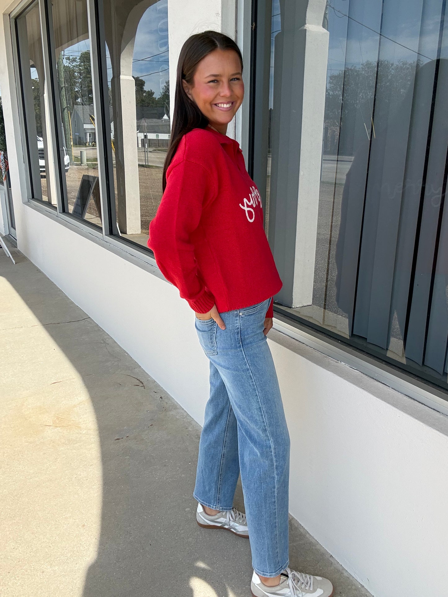 Merry Red Collar Sweatshirt