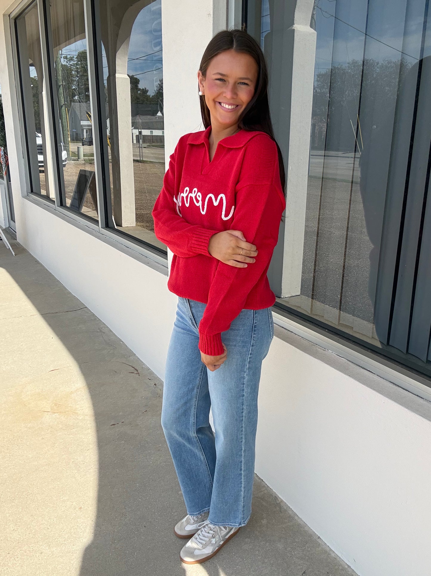 Merry Red Collar Sweatshirt