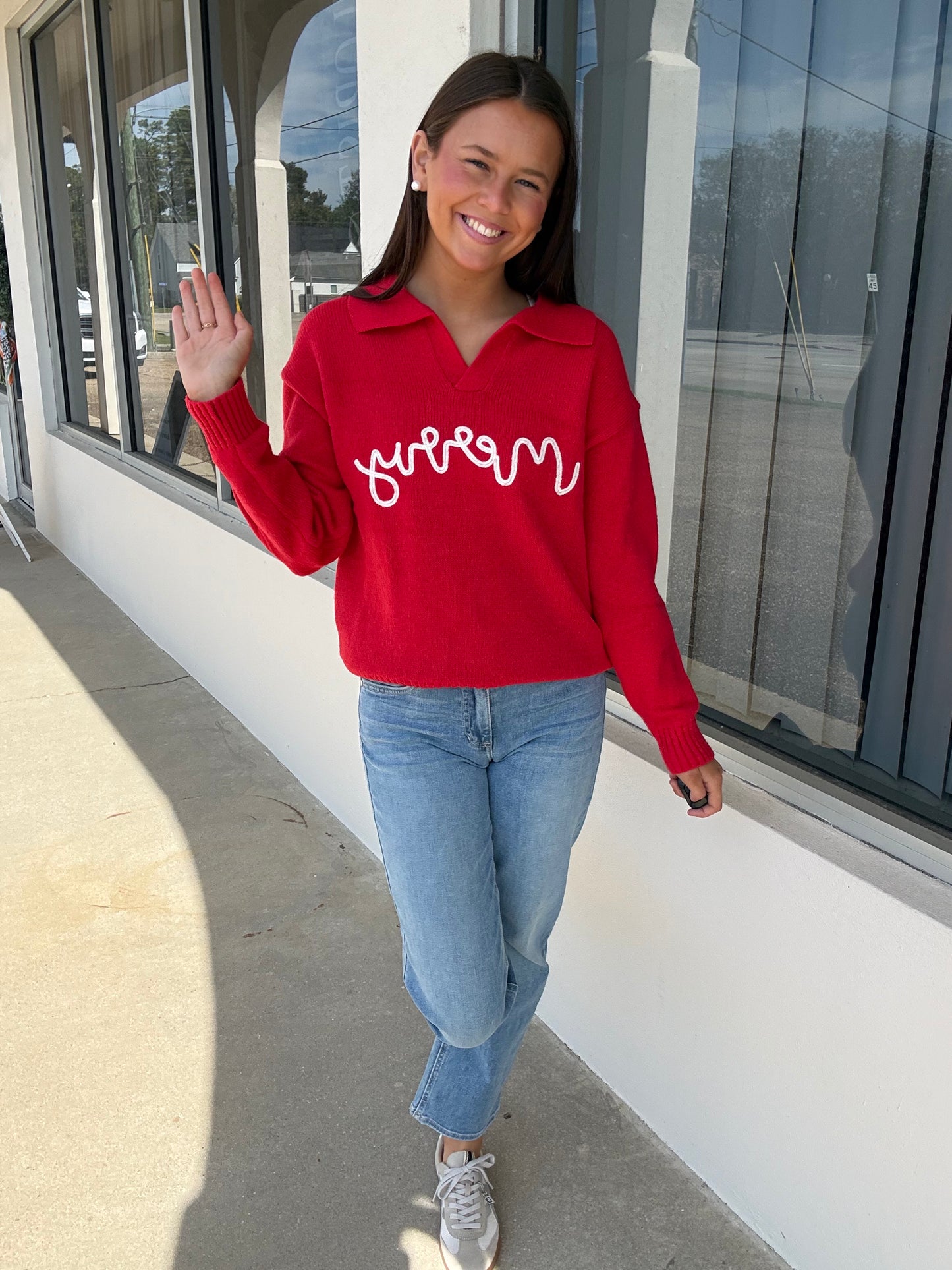 Merry Red Collar Sweatshirt