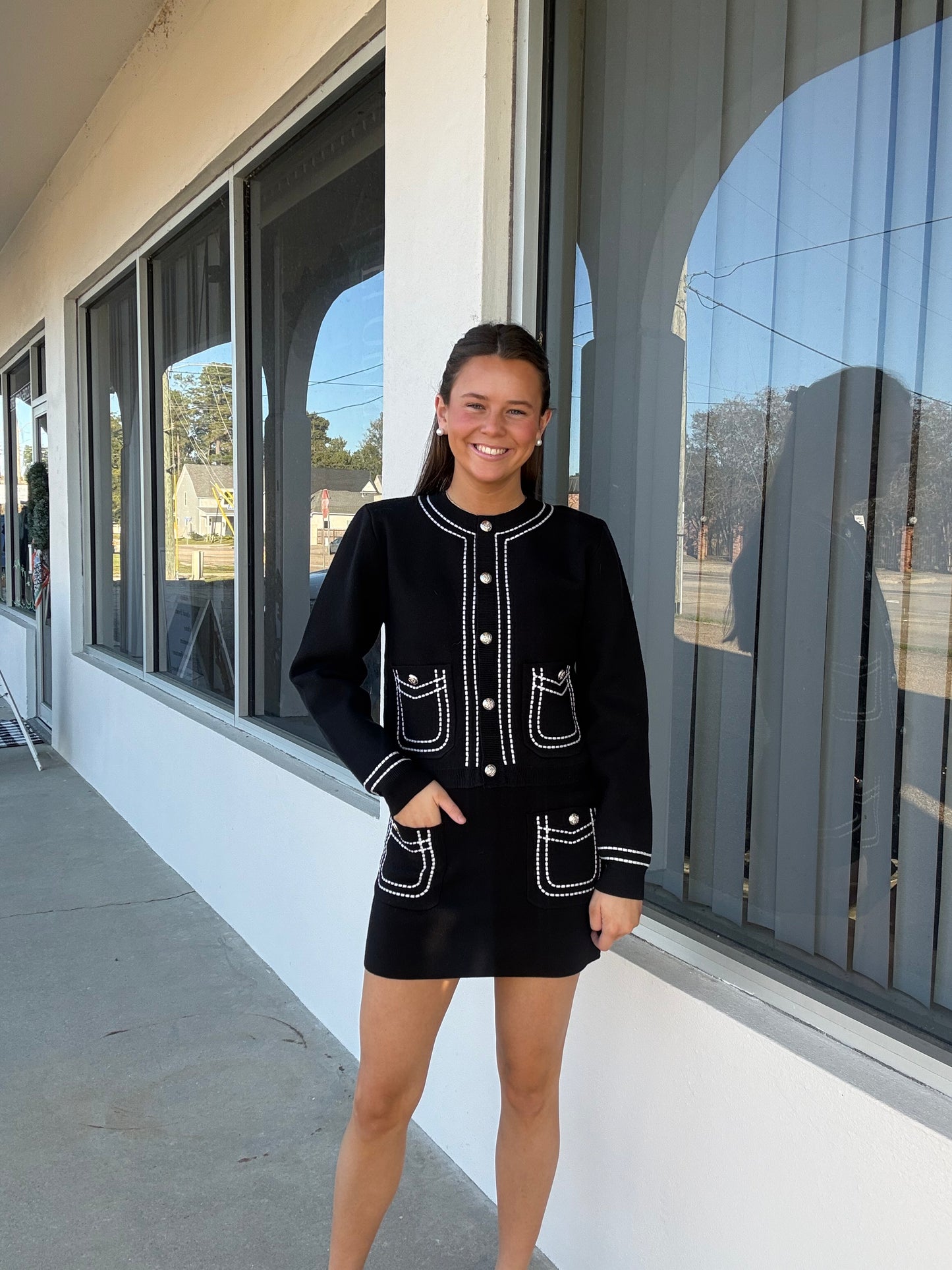 Black Stitch Embroidered Set