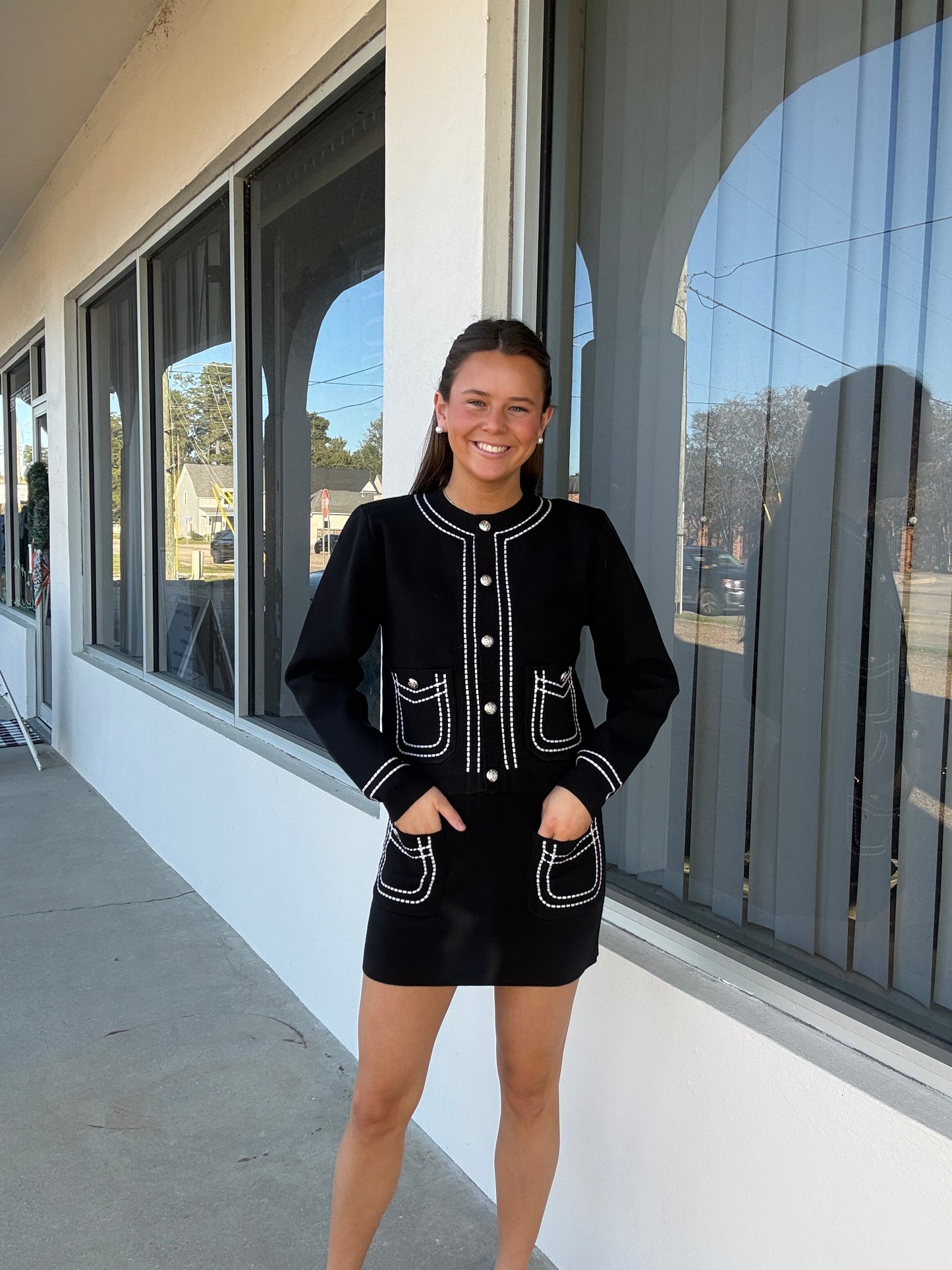 Black Stitch Embroidered Set