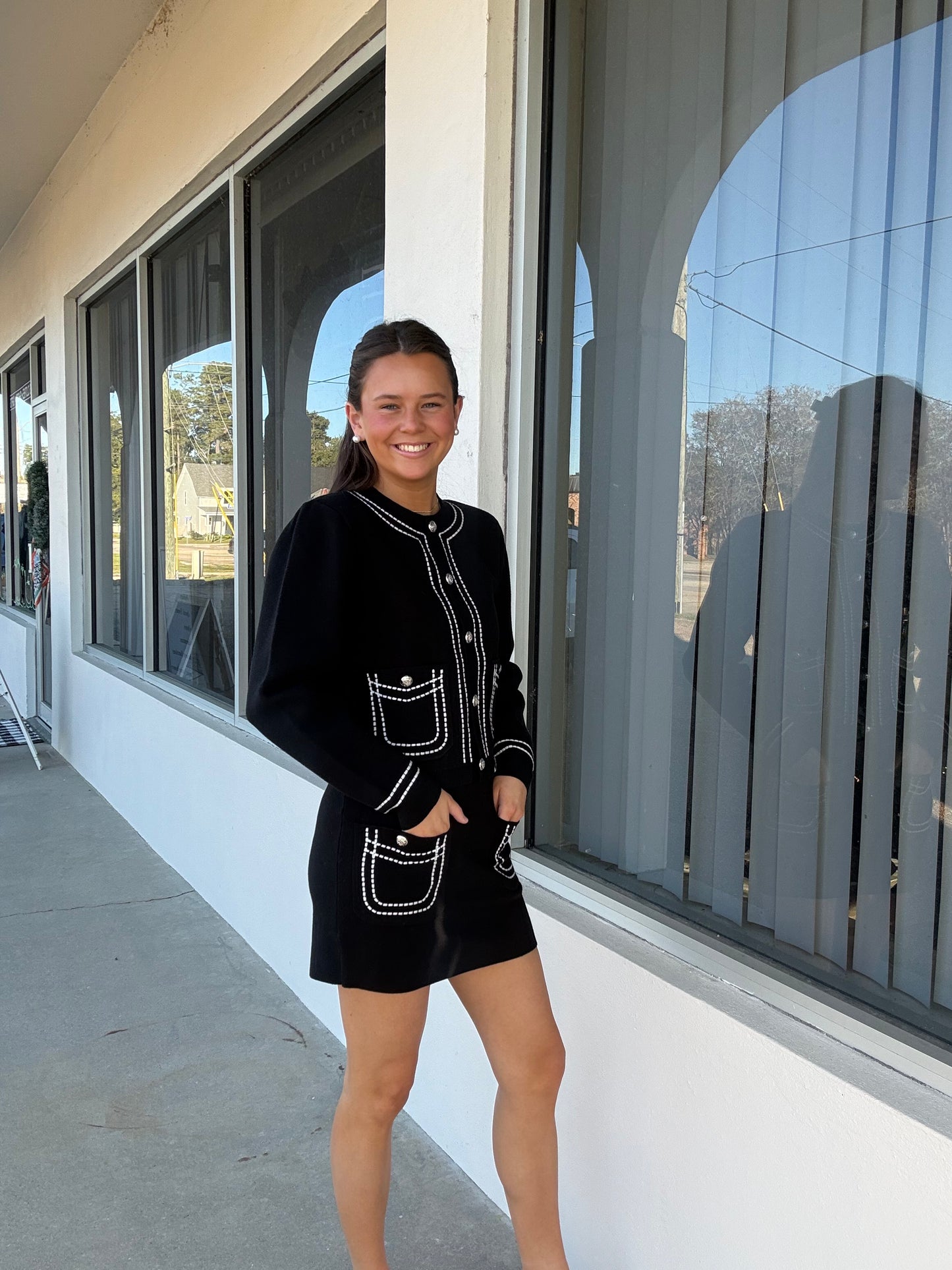 Black Stitch Embroidered Set