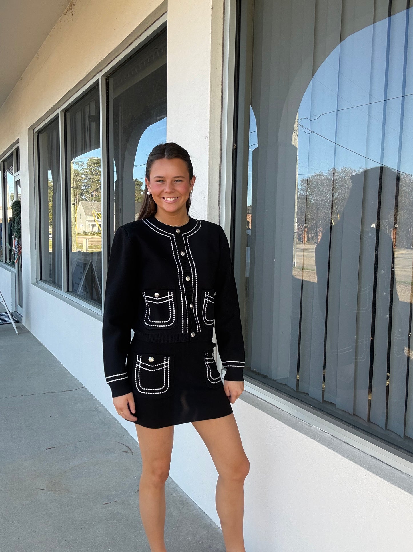 Black Stitch Embroidered Set