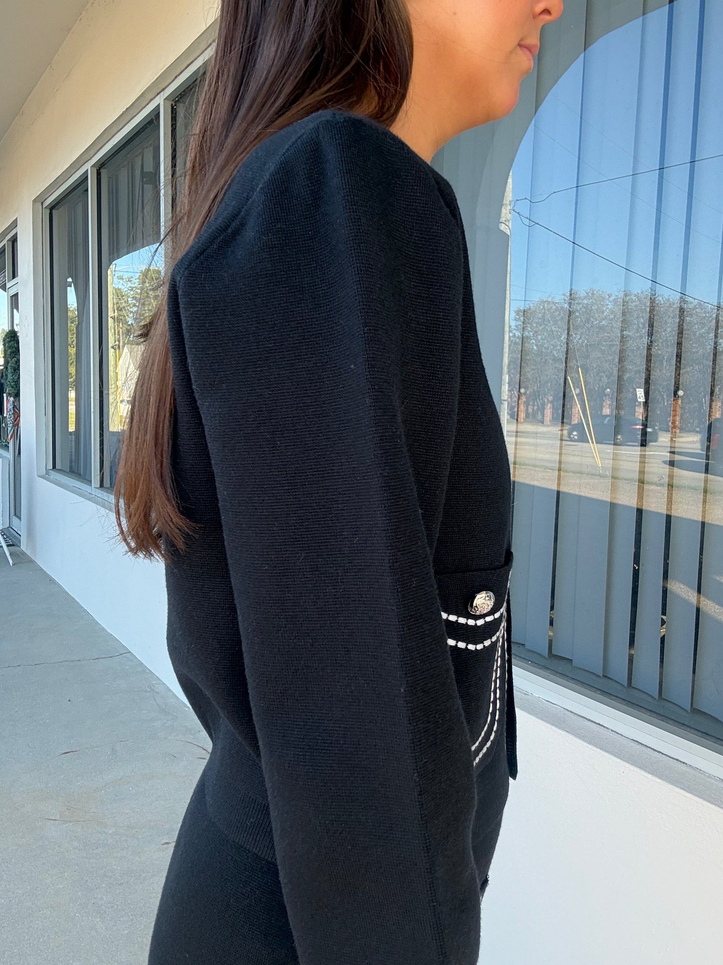 Black Stitch Embroidered Set