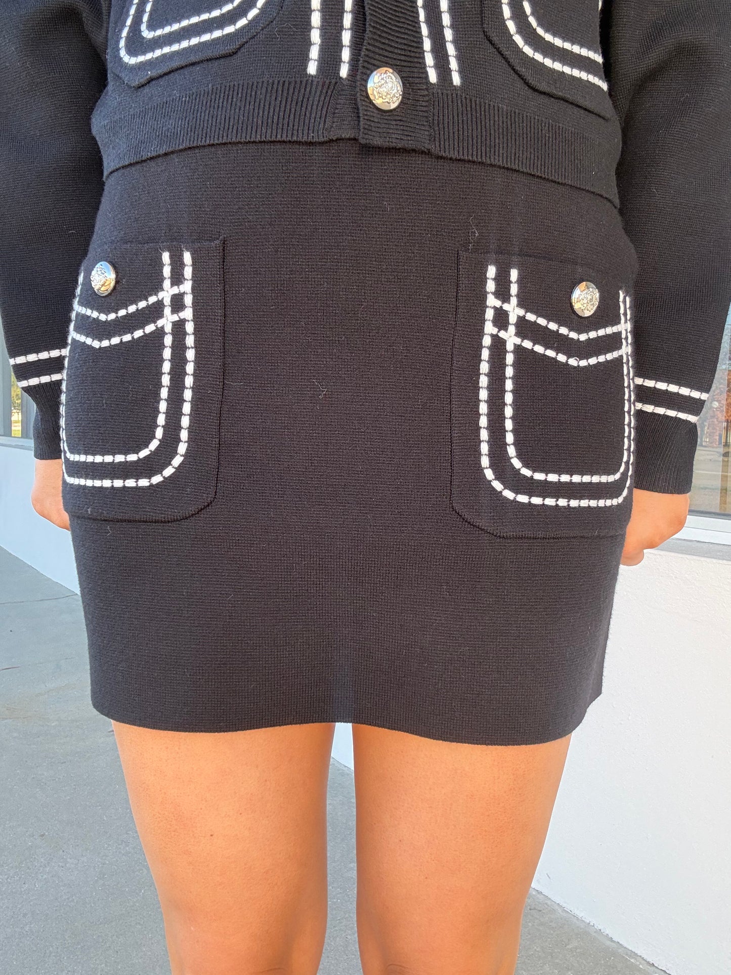 Black Stitch Embroidered Set