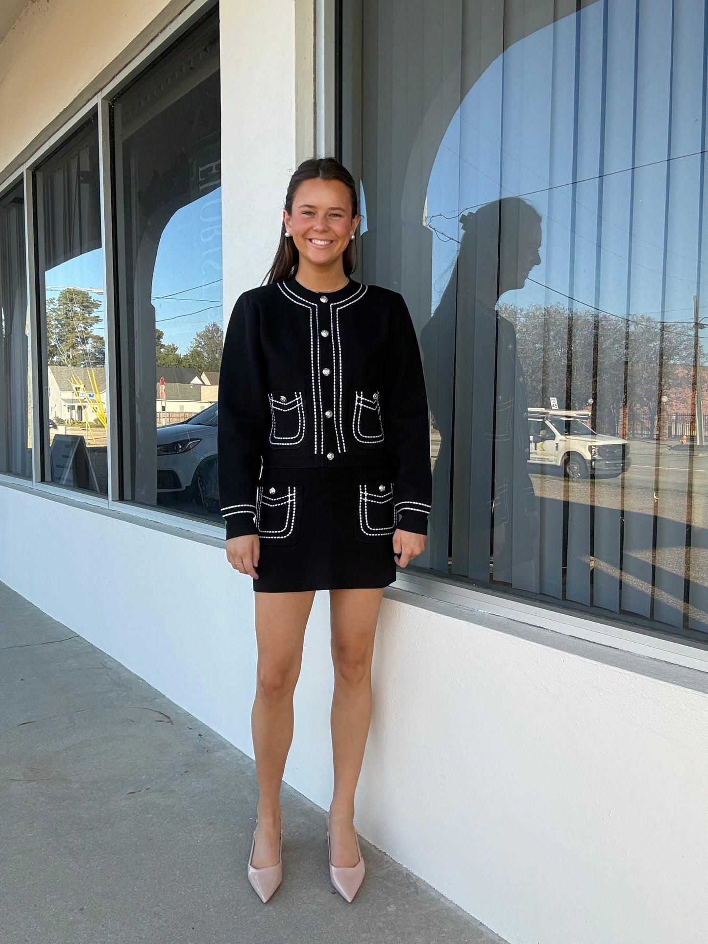 Black Stitch Embroidered Set