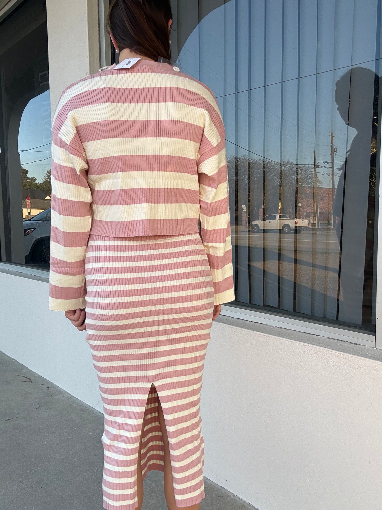 Pink Stripe Sweater Set