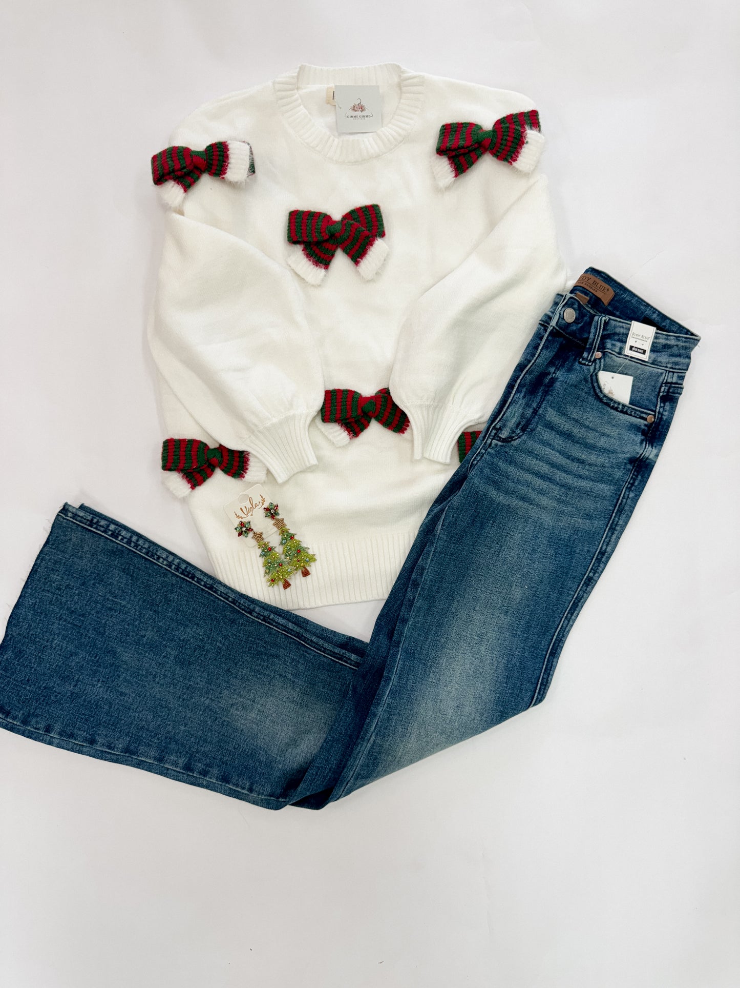 Cozy Christmas Plaid Bow Sweater