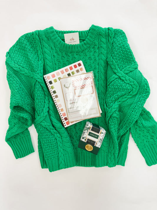 Cozy Cable Knit Green Sweater