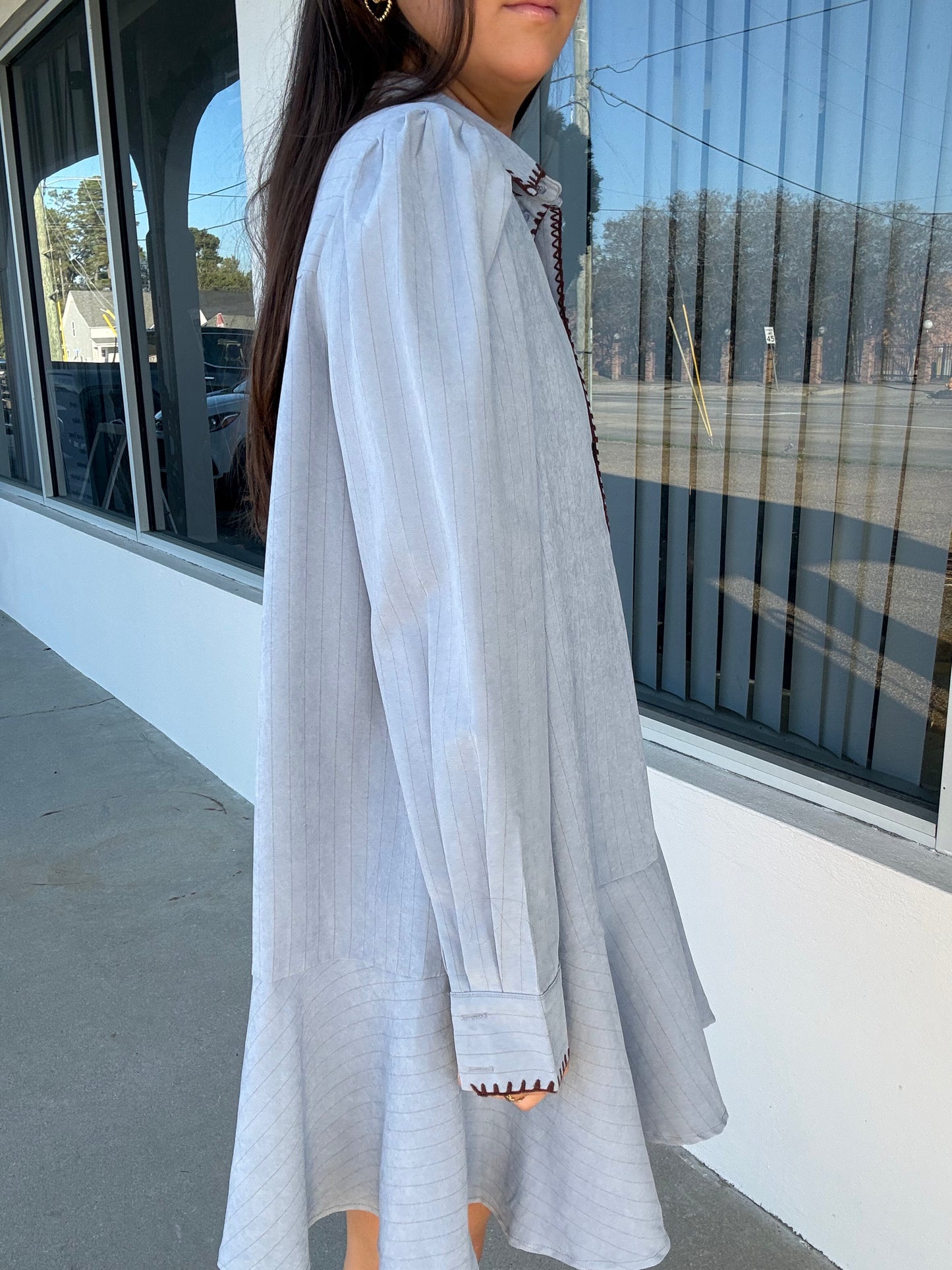 Dusty Blue Stripe Dress