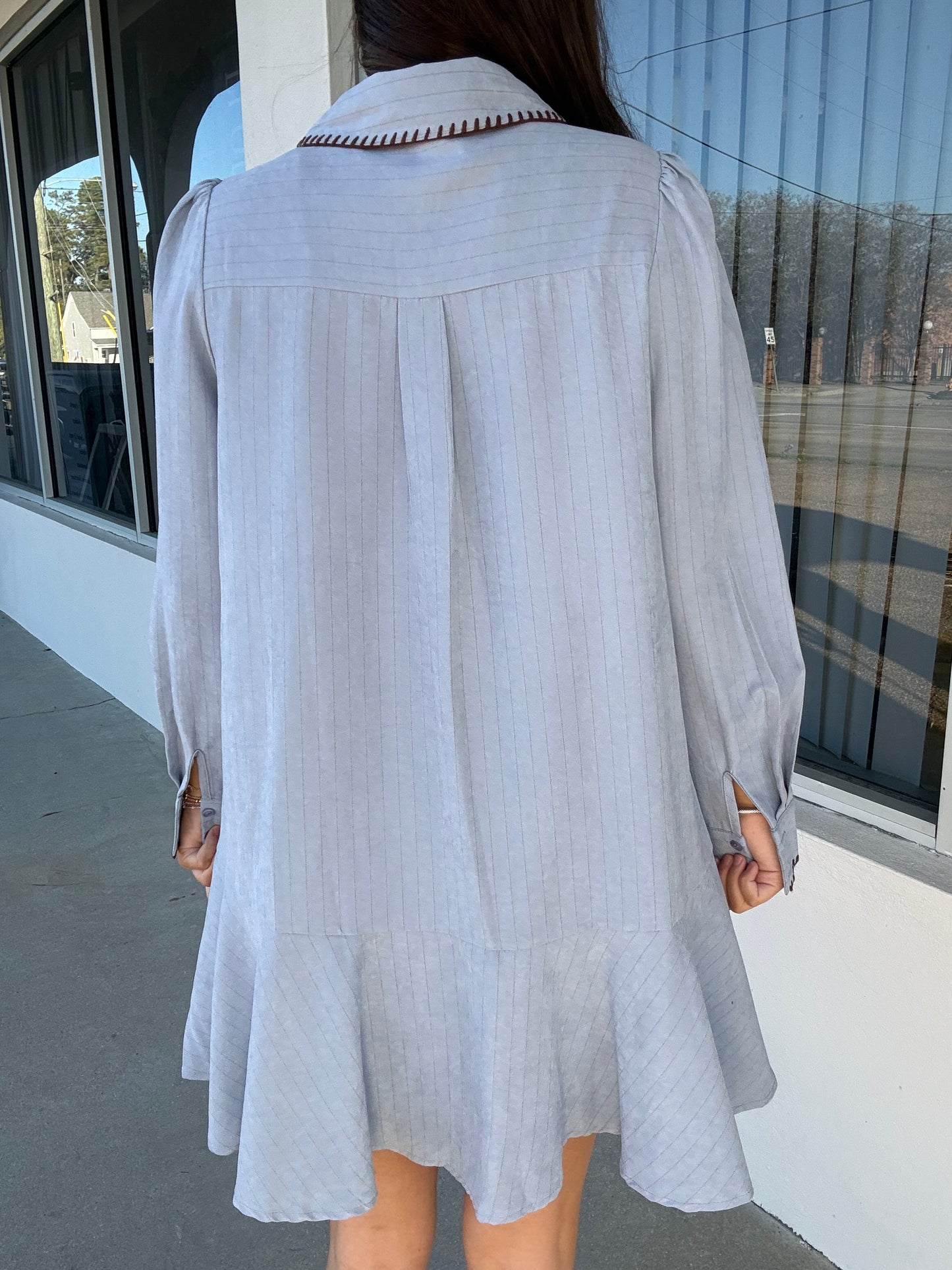 Dusty Blue Stripe Dress