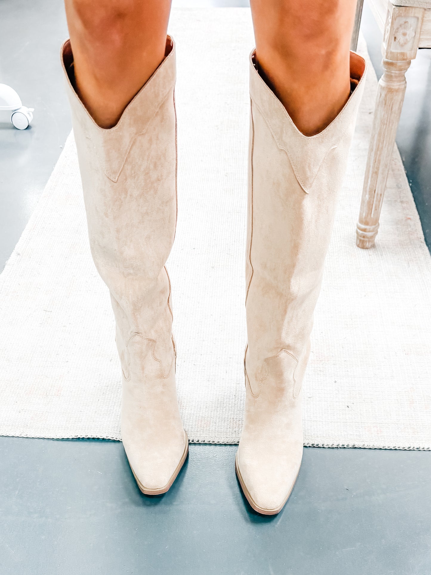Classy Beige Miim Knee Boots