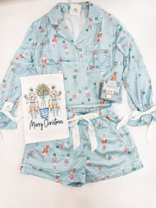 Baby Blue Satin Nutcracker Pajamas