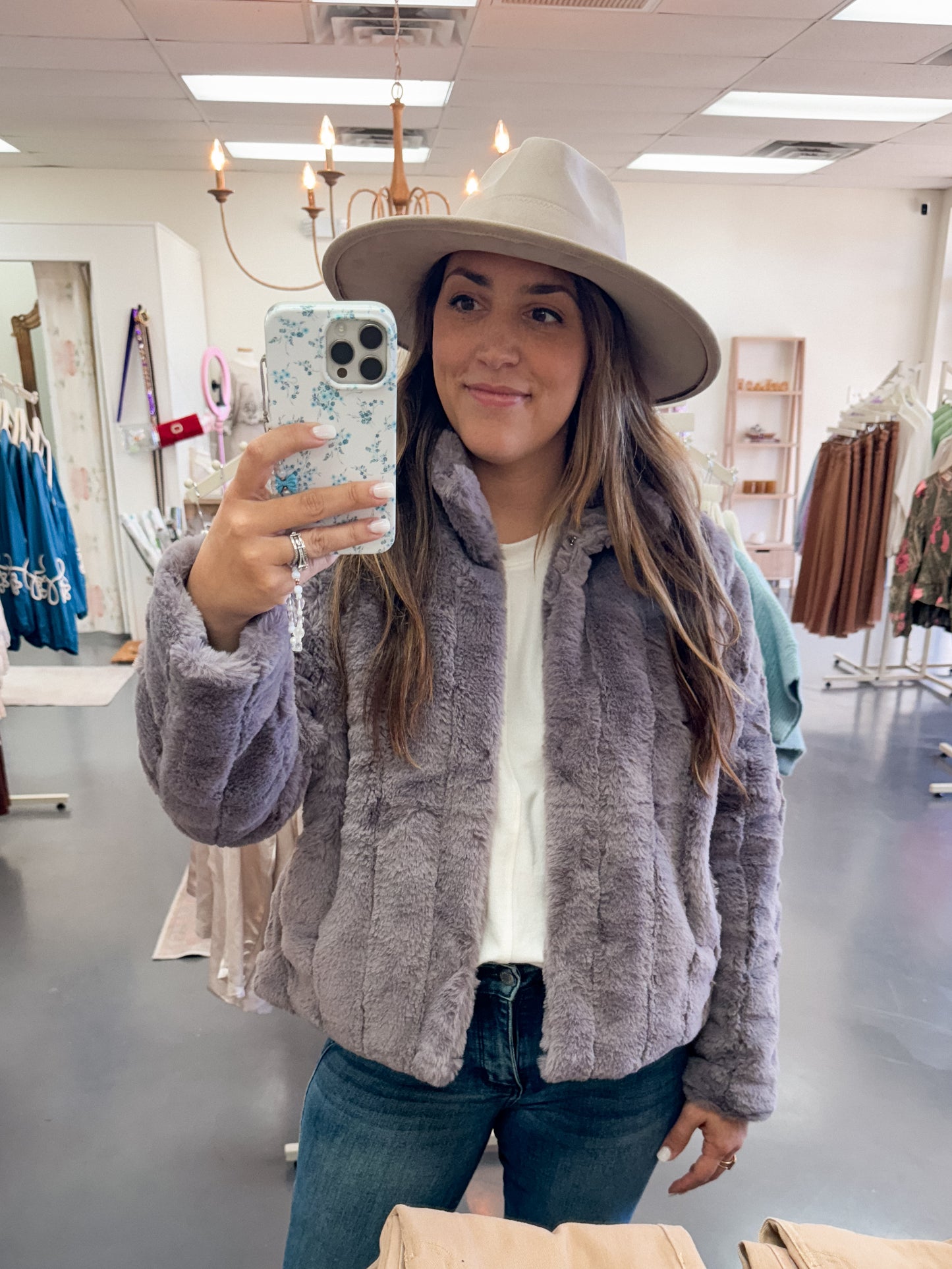 Charcoal Faux Fur Jacket