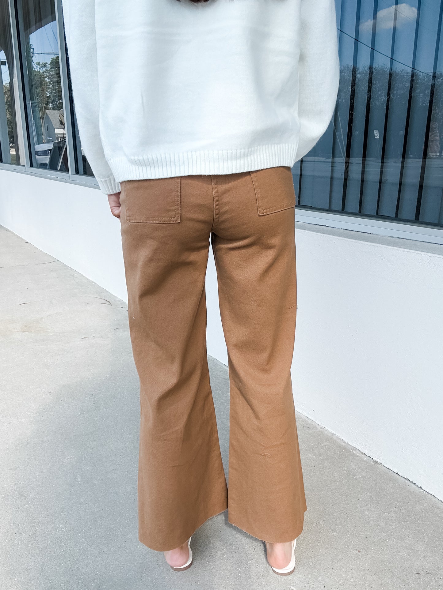 Stitch Detail Brown Denim Pants