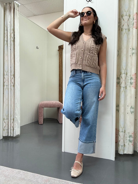 Detailed Mocha Sweater Vest