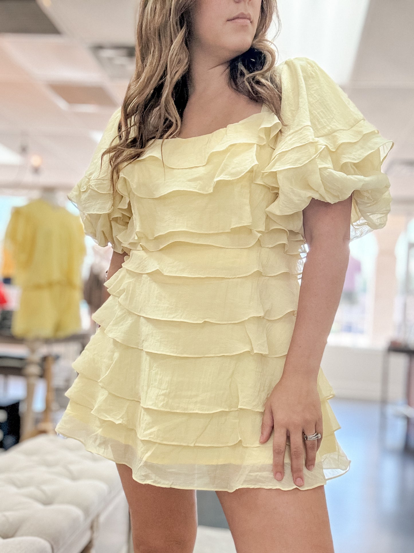 Tiered Ruffle Lemon Dress