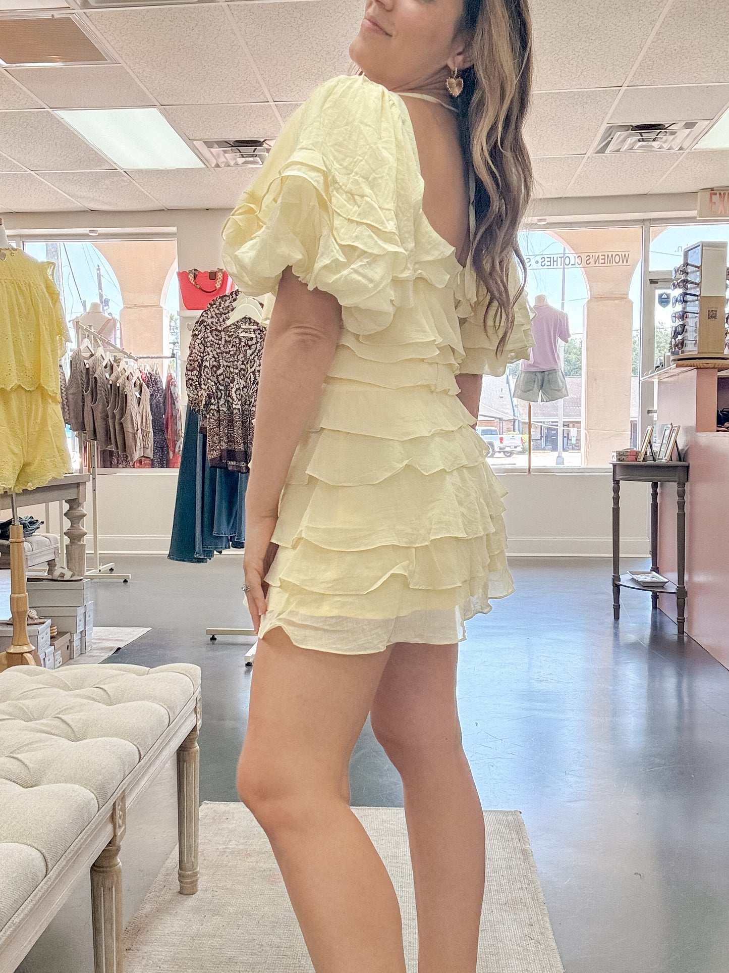 Tiered Ruffle Lemon Dress