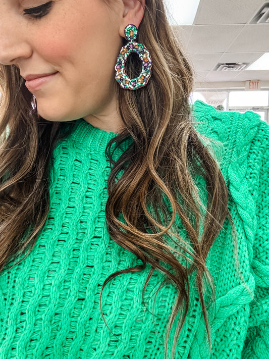 Cozy Cable Knit Green Sweater