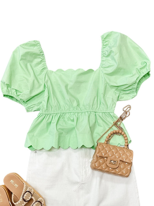 Mint Crush Scallop Top