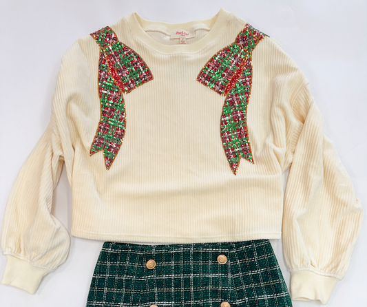 Bow Babe Corduroy Christmas Sweater