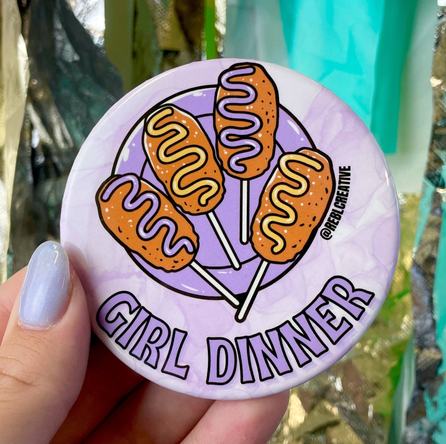Girl Dinner - Purple & Yellow - Game Day Button