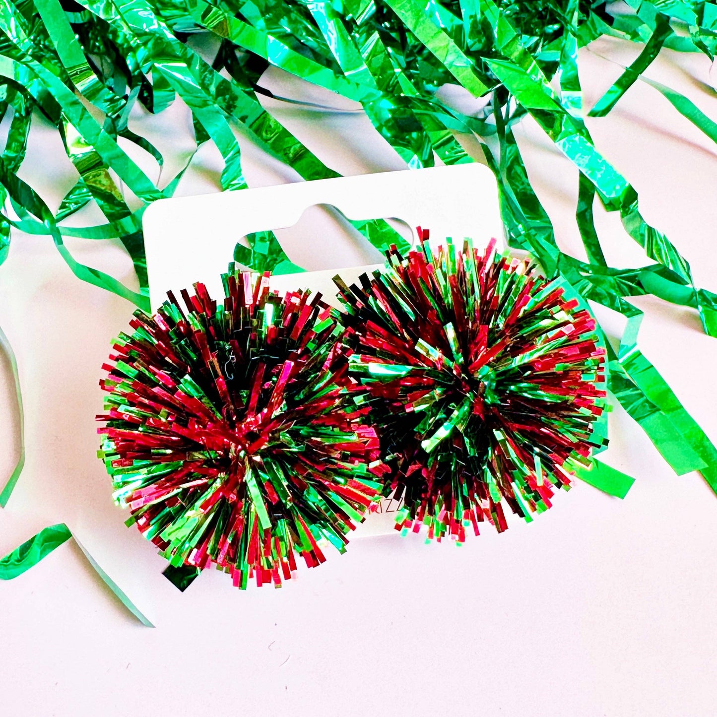 Christmas Party Pom Tinsel Stud Earring