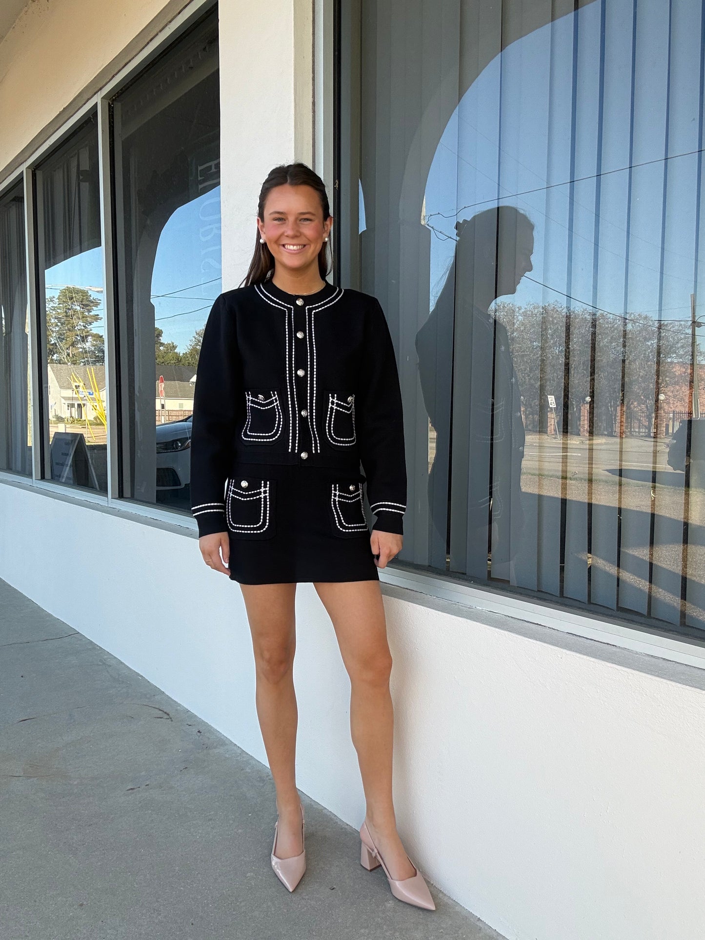 Black Stitch Embroidered Set