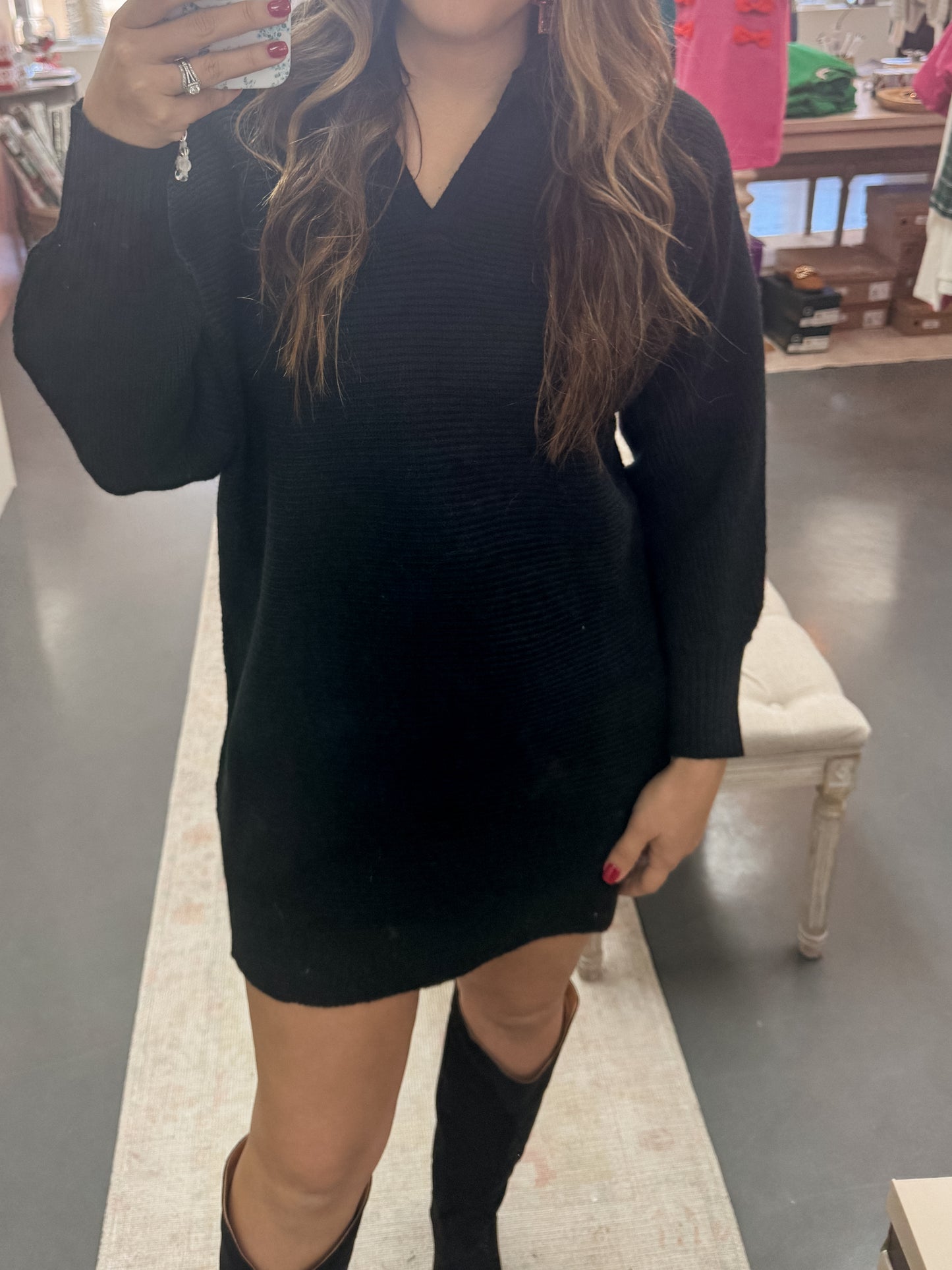 Day To Night Black Sweater Dress