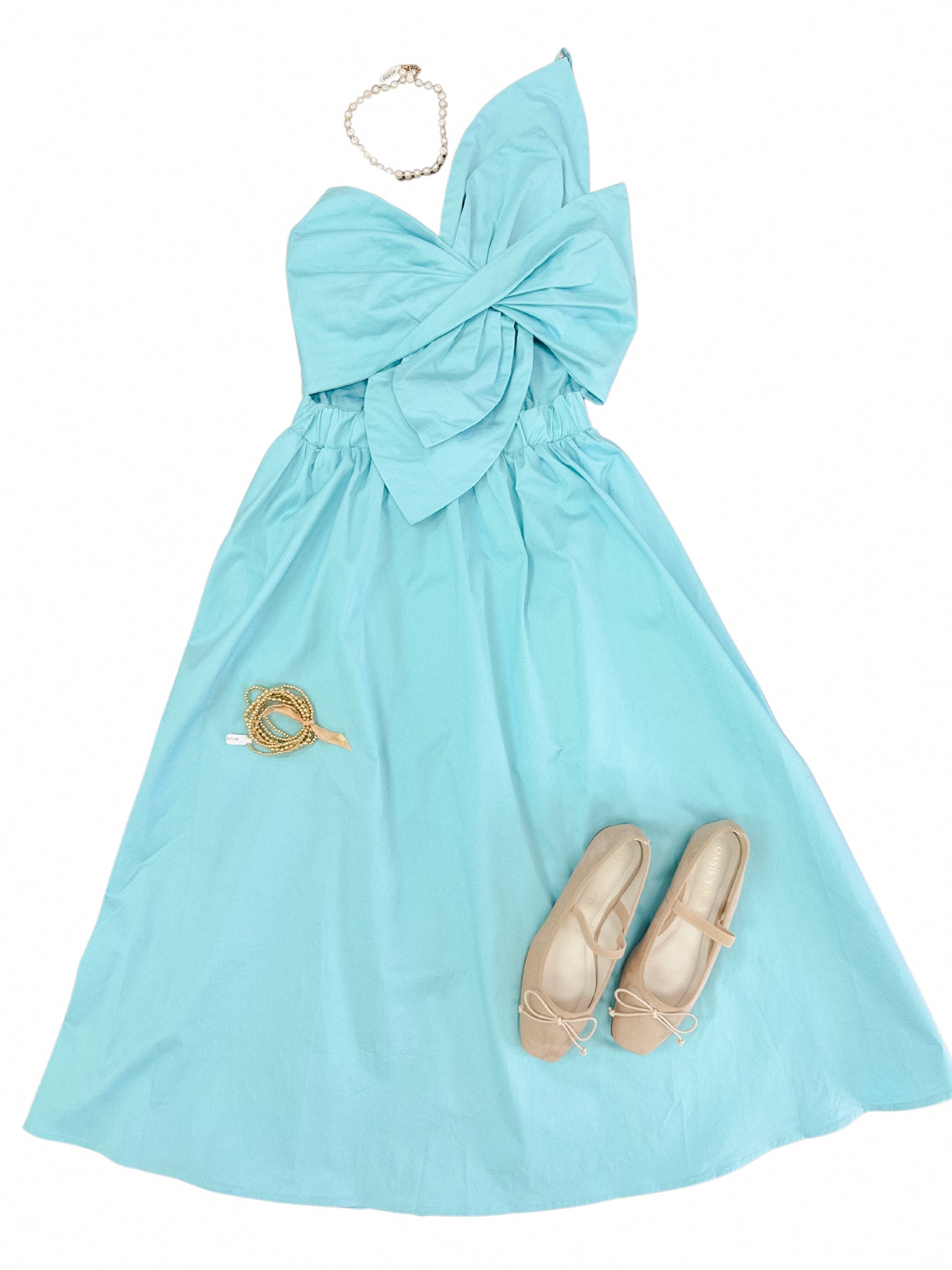 Baby Blue Knotted Bow Midi Dress