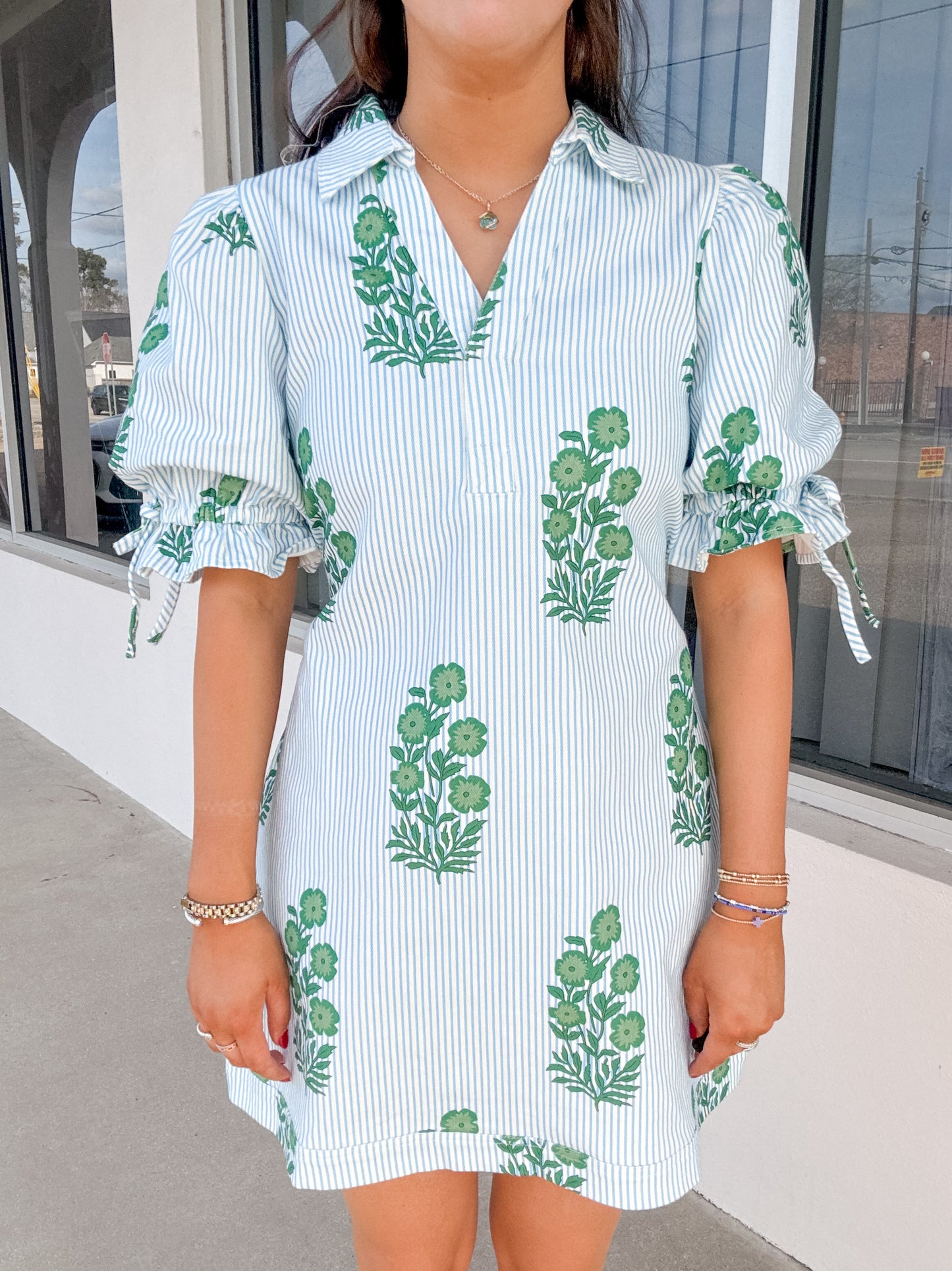 Wild Flower Blue Stripe Shift Dress