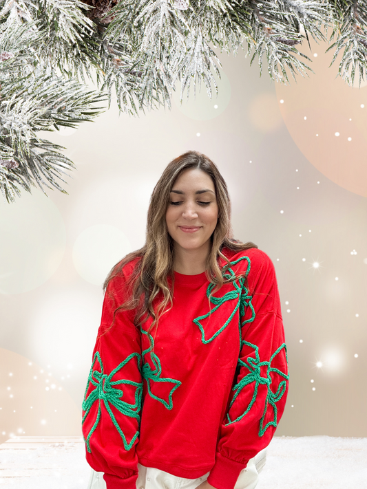 Wrapped In Bows Red Christmas Sweater